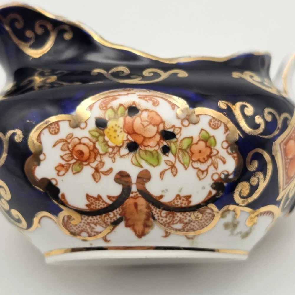Vintage Royal Albert Crown China Heirloom Derby Creamer Cobalt Blue